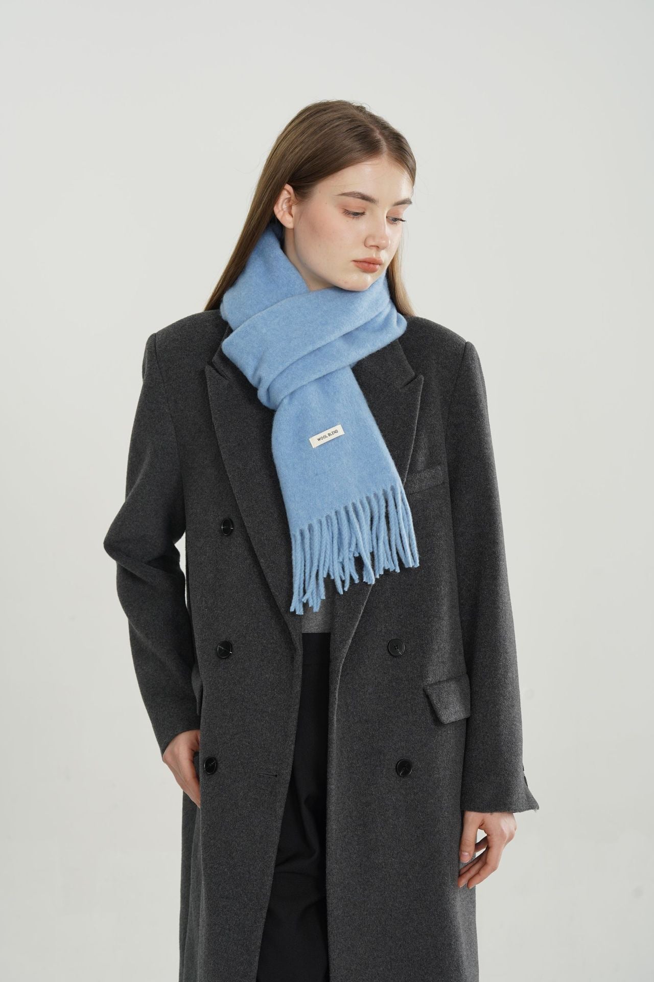 Woven Fringe Wool Blend Scarf