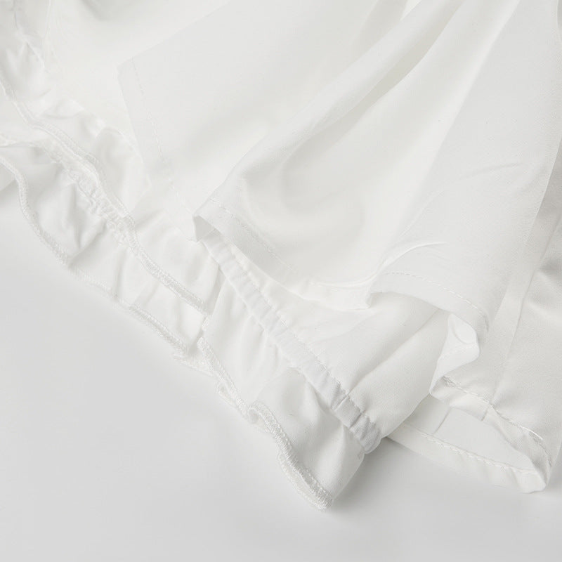 Farbblock Niedrig Taillengürtel Rüschensaum A-Linien Minirock