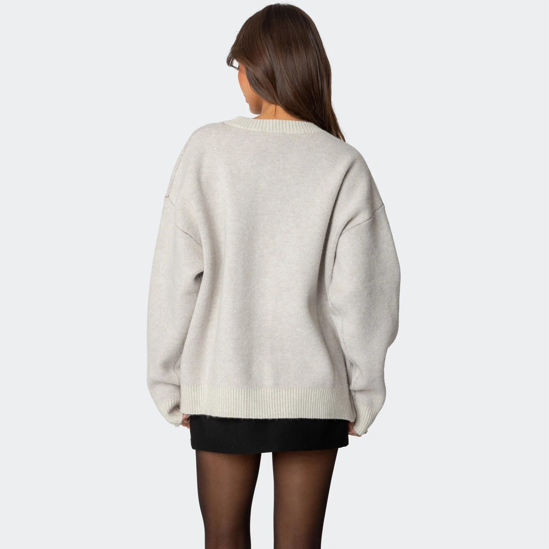 Maglione lavorato a maglia a blocchi di colore con motivo ciliegie