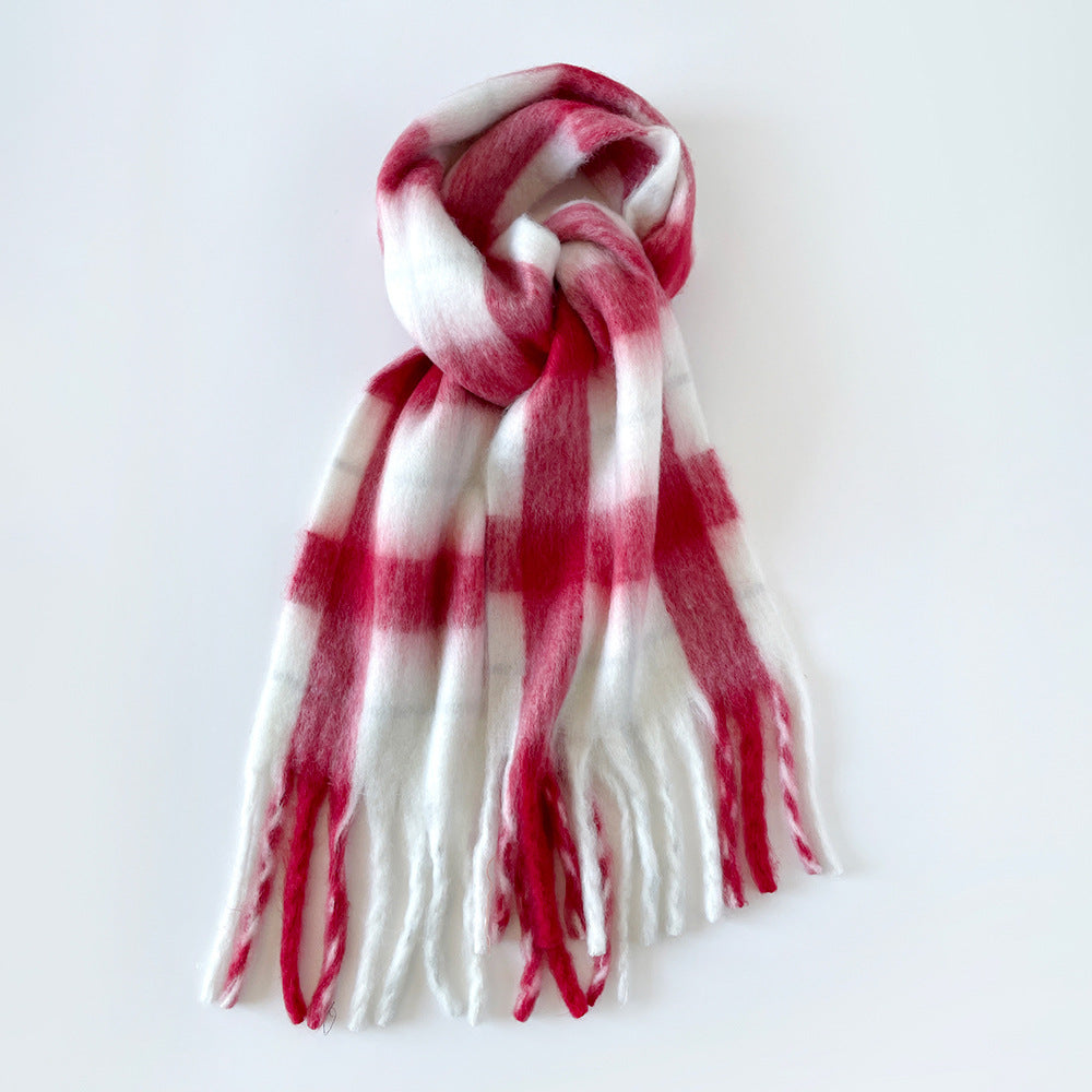 Plaid Mohair Blend Scarf