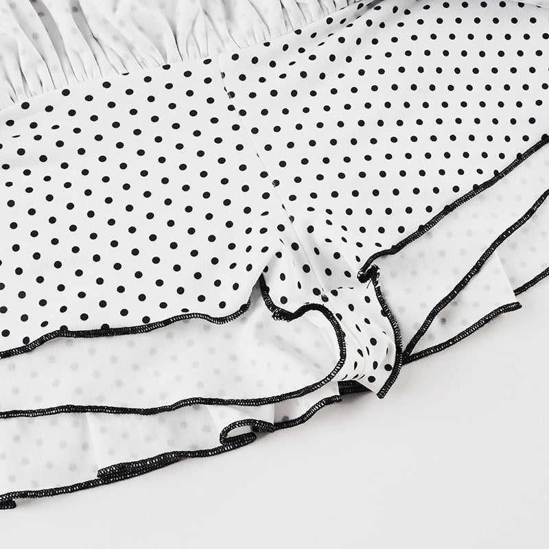 Punkte-Patchwork Farbblock Niedlicher Stufiger Schlanker Minirock