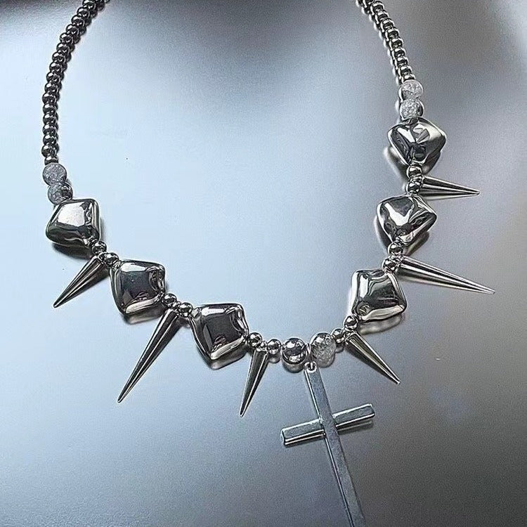 Cross Rivet Punk Titanium Steel NeckLace