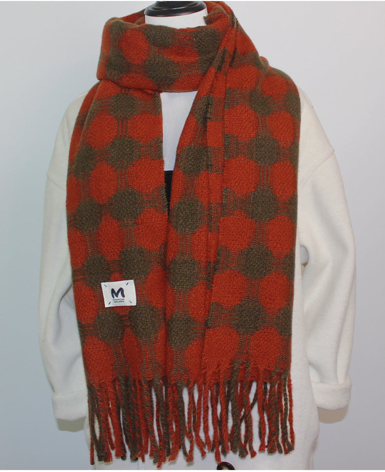 Reversible Polka Dot Fringe Scarf