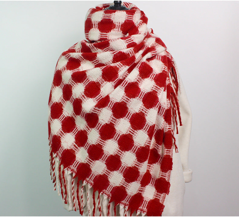 Reversible Polka Dot Fringe Scarf