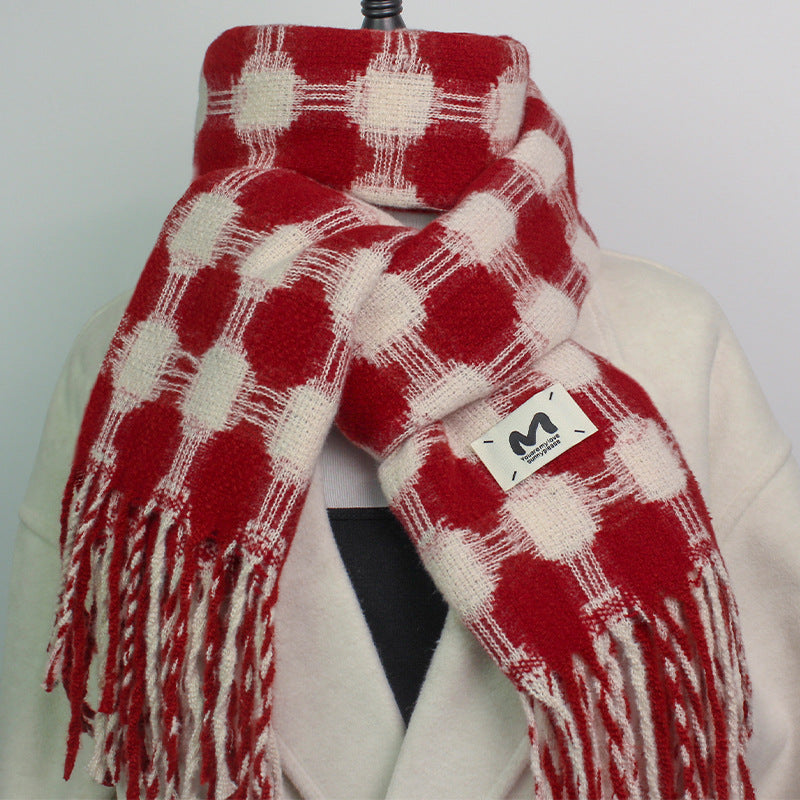 Reversible Polka Dot Fringe Scarf