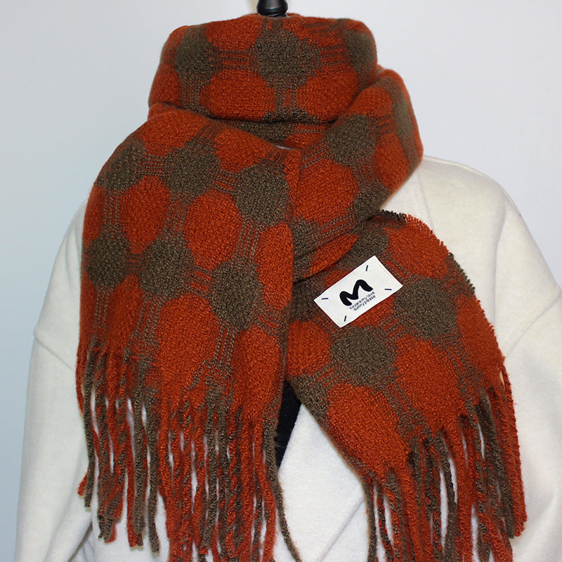 Reversible Polka Dot Fringe Scarf