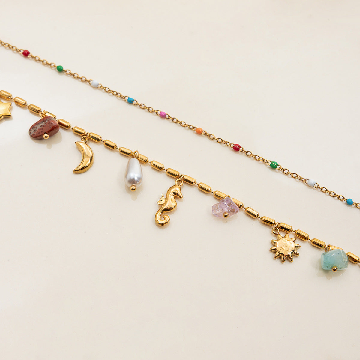 Collana a doppio strato in acciaio titanio stile oceano