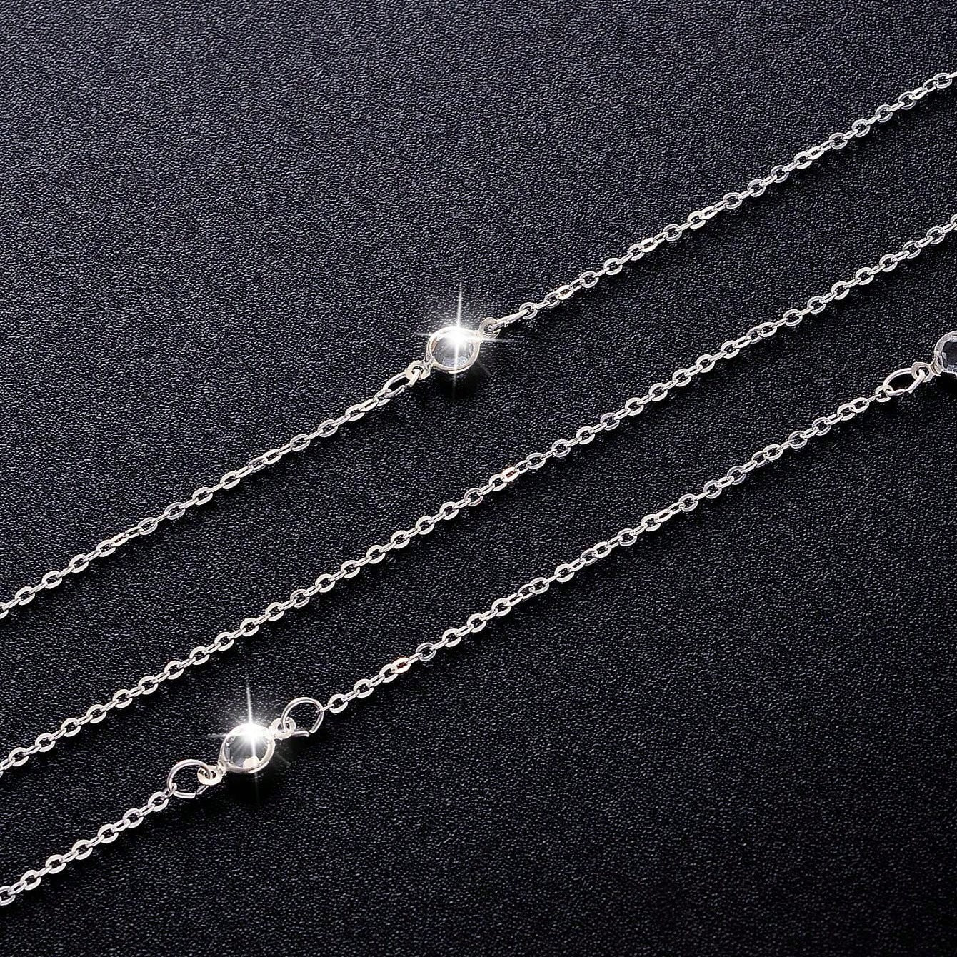 Catena per il corpo posteriore rotonda a strato singolo con pietre luccicanti