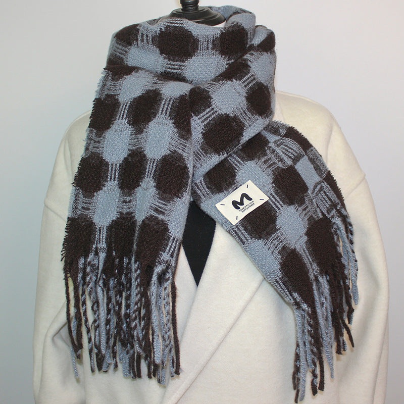 Reversible Polka Dot Fringe Scarf