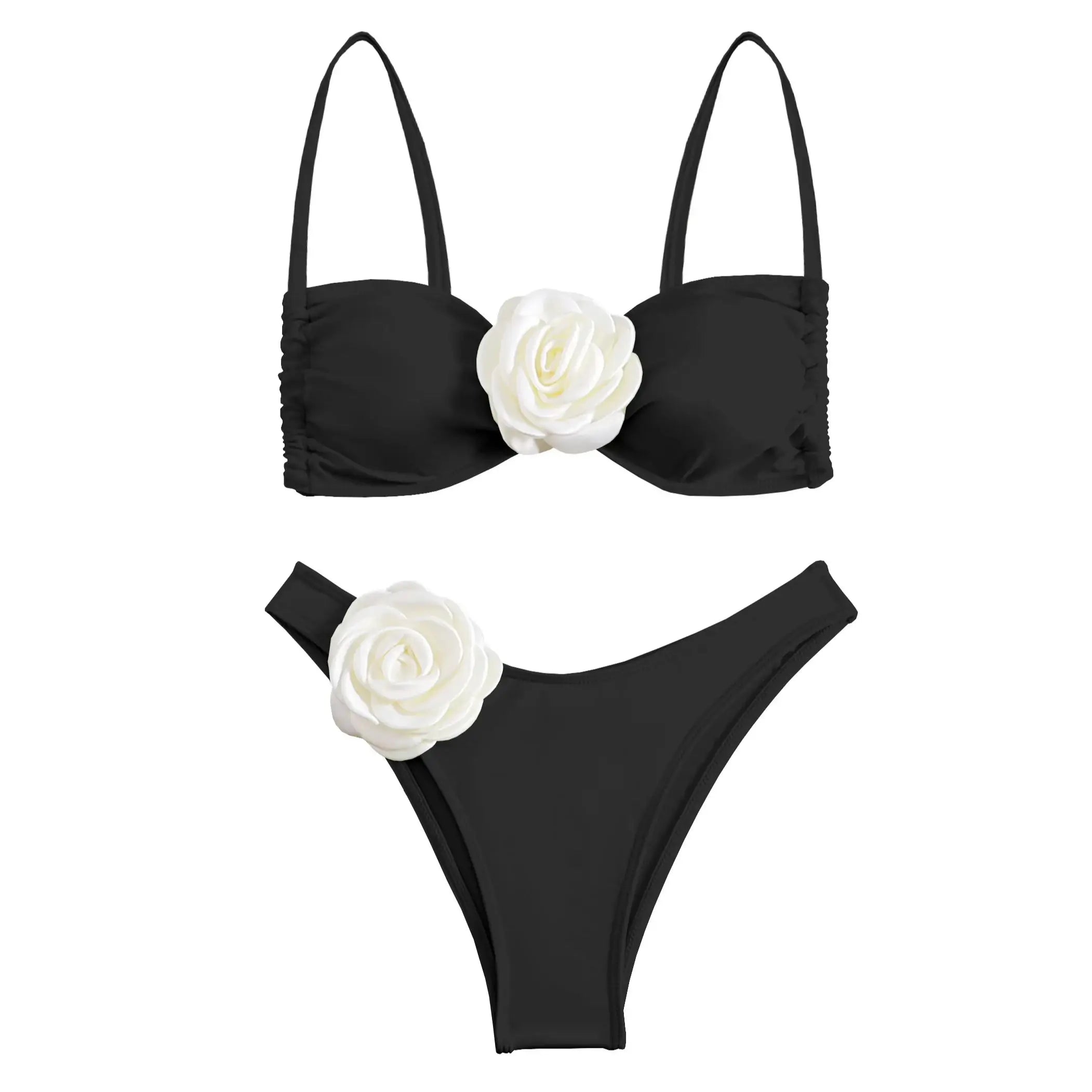 3D Floral Halter Bikini Set