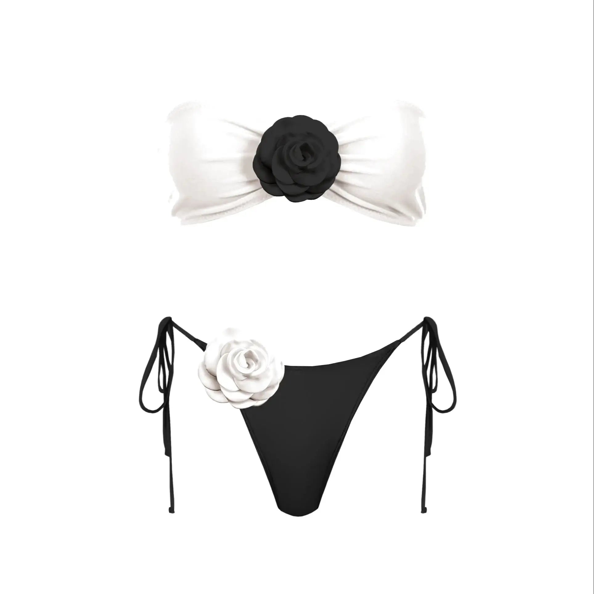 3D Floral Halter Bikini Set