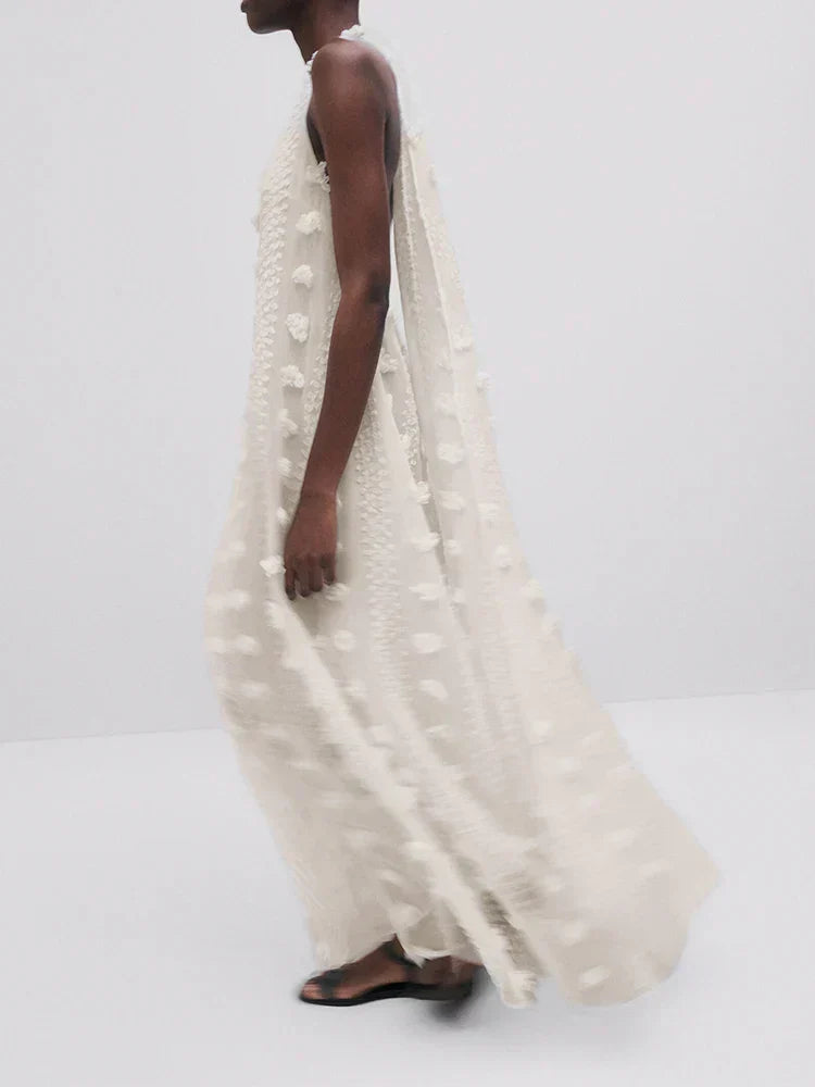 Trägerkleid mit Blumenmuster und Netzstoff im Bohème-Stil