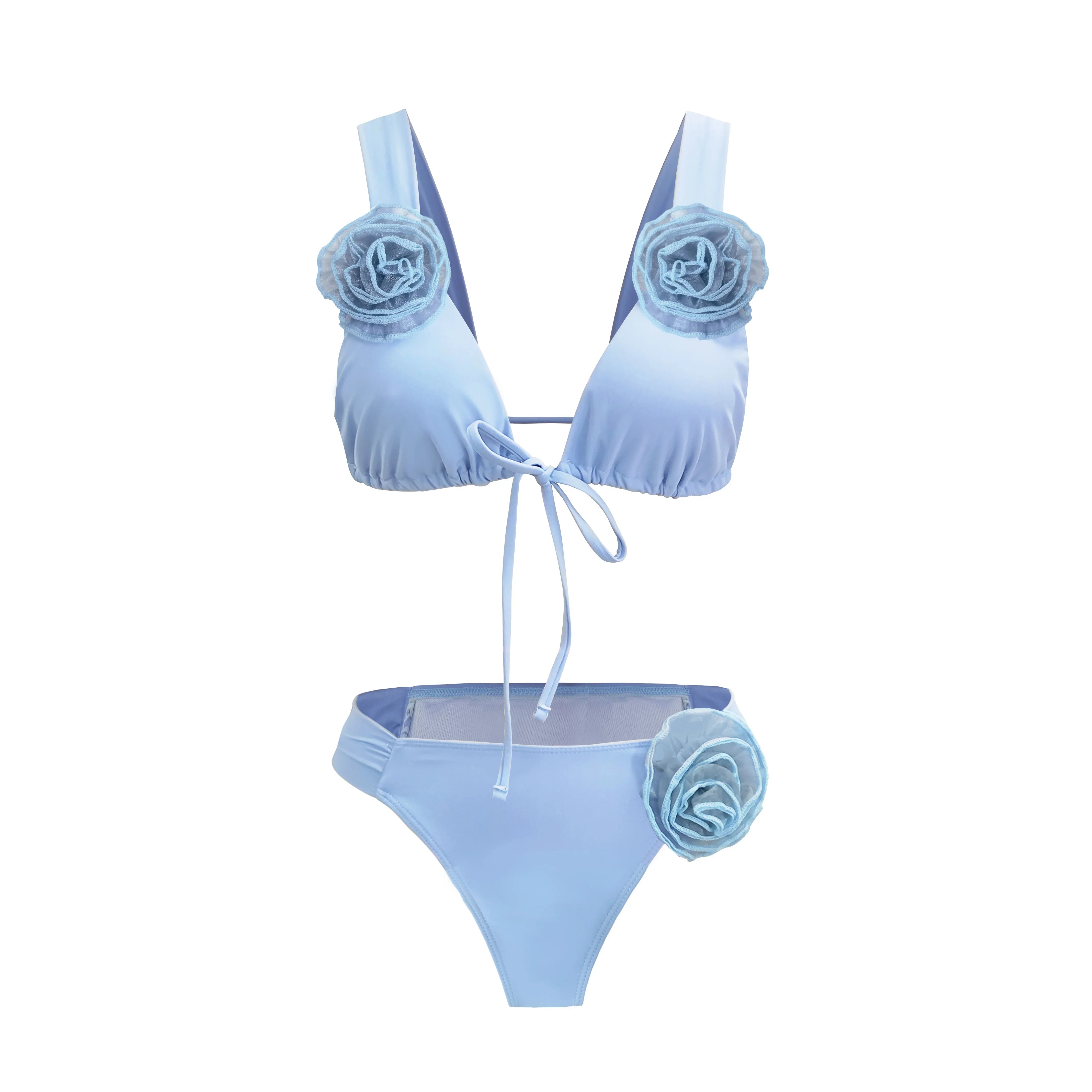 3D Floral Halter Bikini Set