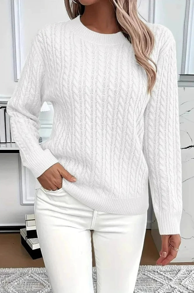 Lässiger Rundhalsausschnitt Strickpullover