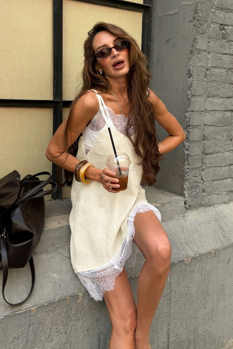 Spitzen-Trägertop Elegantes Freizeit-Minikleid