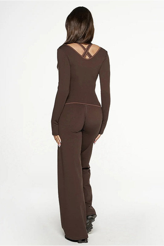 Farbblock Freizeit Schlank Dreiteiliges Set