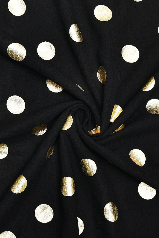 Abito lungo aderente senza schienale con collo allacciato e motivo a pois