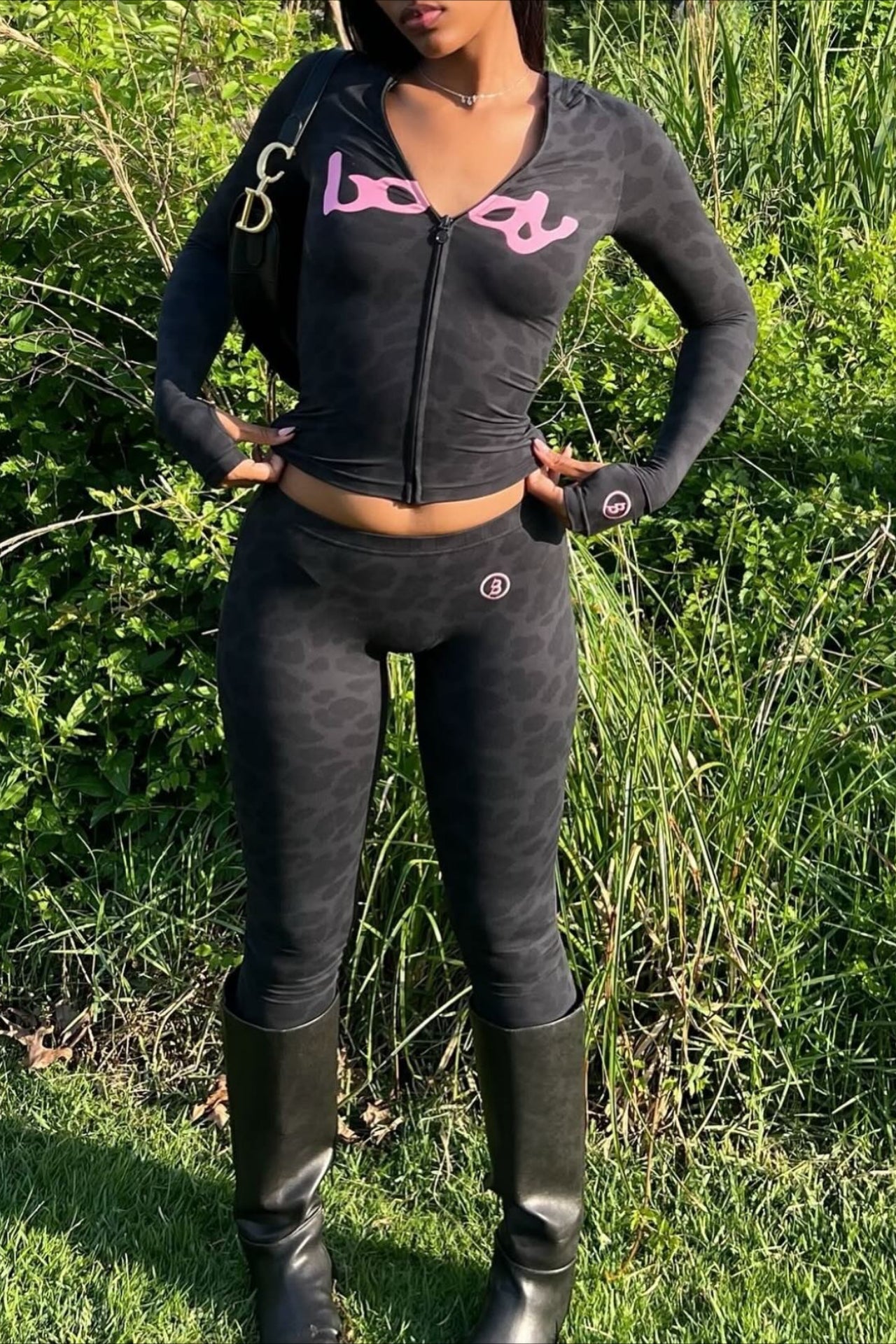 Kontrastbrief V-Ausschnitt Schlankes Zweiteiliges Set