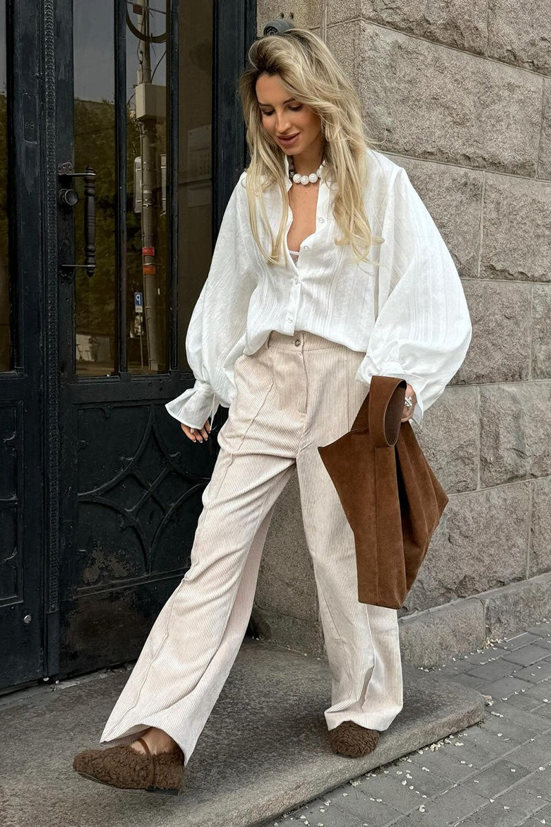 Cotton Corduroy Wide Leg Pants