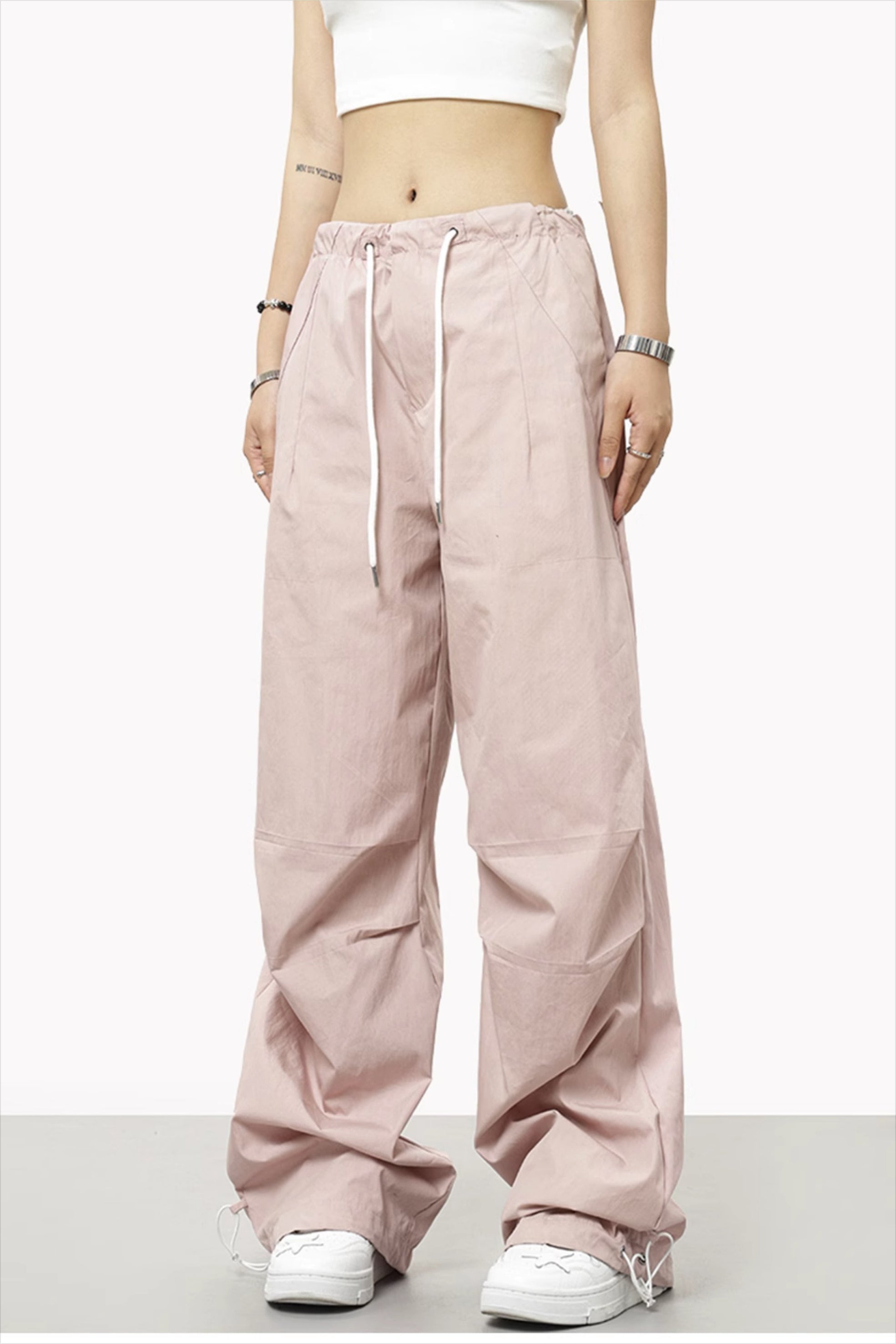 Athletic Casual Solid Drawstring Elastic Waist Pants