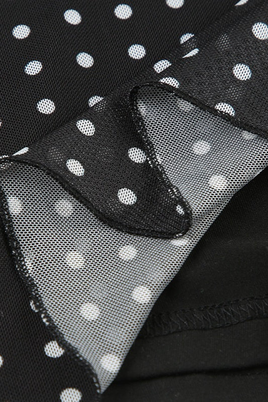 Maxikleid mit Tupfenmuster, rückenfrei und mit Bindebändern