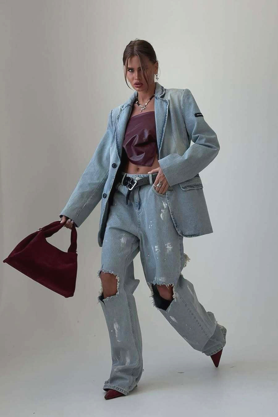 Jeans mit Graffiti-Muster, locker sitzend, gerade geschnitten