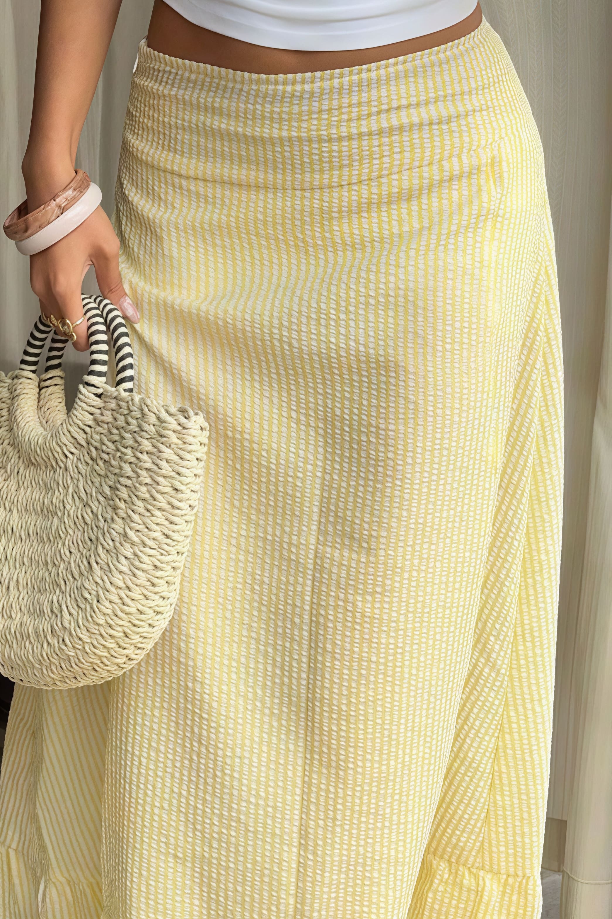 Hoher Bund Gestreifter Ausgestellter Freizeitrock