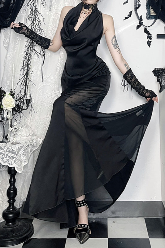 Vestido gótico sexy con cuello halter