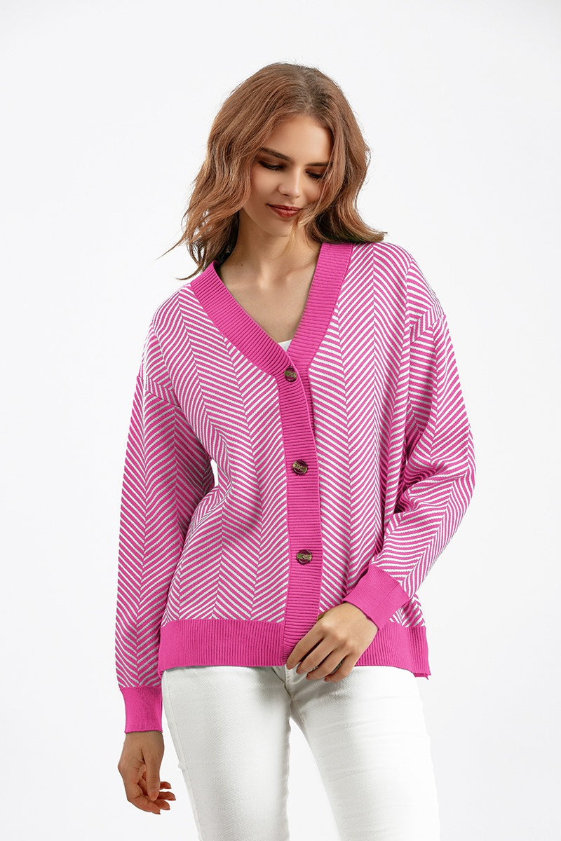 Langärmliger weiter Strickjackenpullover