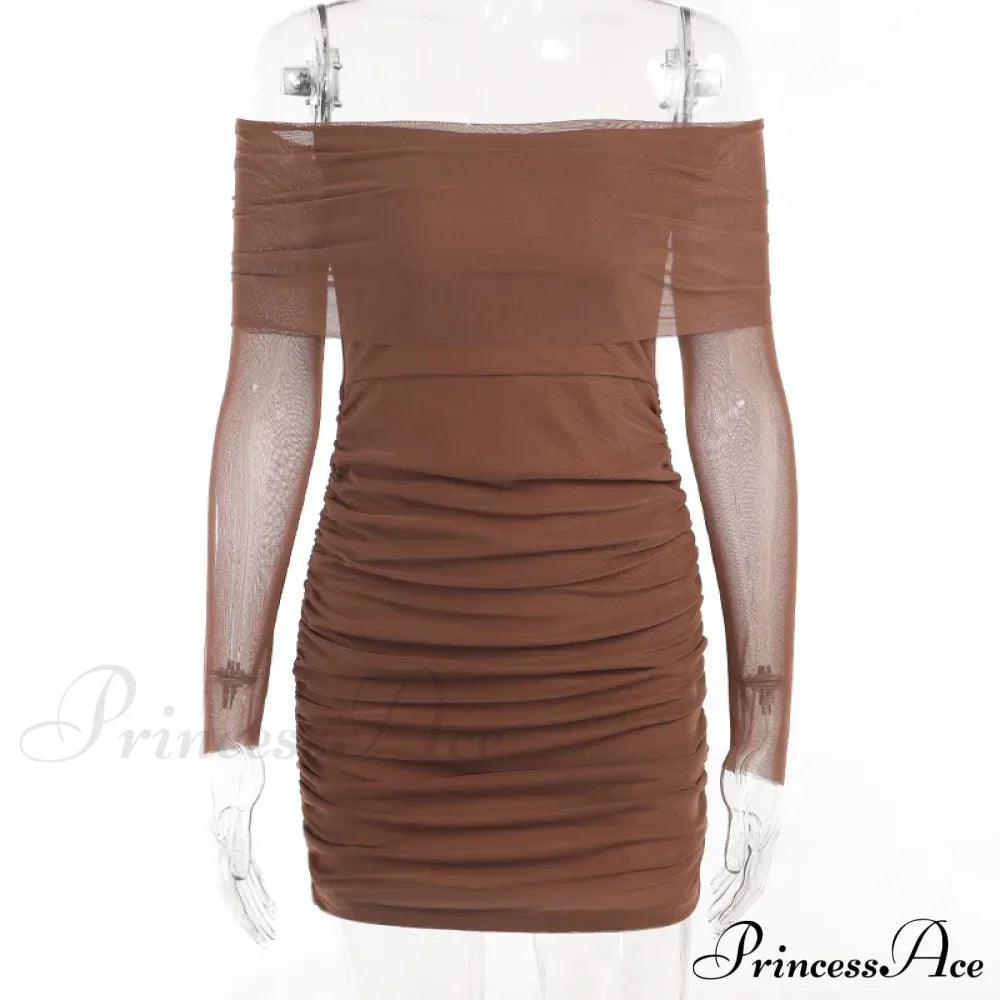 Robe longue moulante plissée en tricot à épaules dénudées, nouvelle collection automne et hiver, sexy