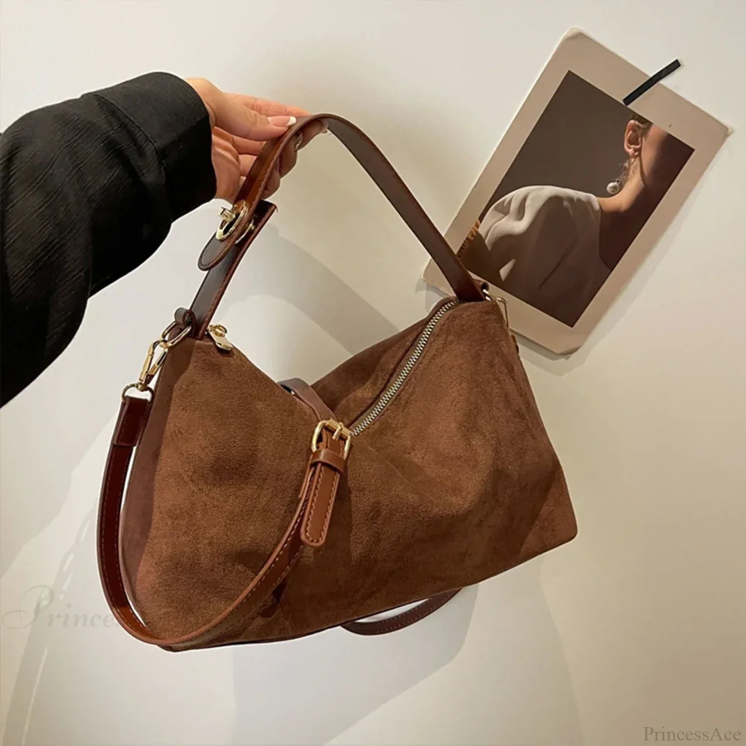 Autumn Winter Matte Suede Cow Leather Handbag