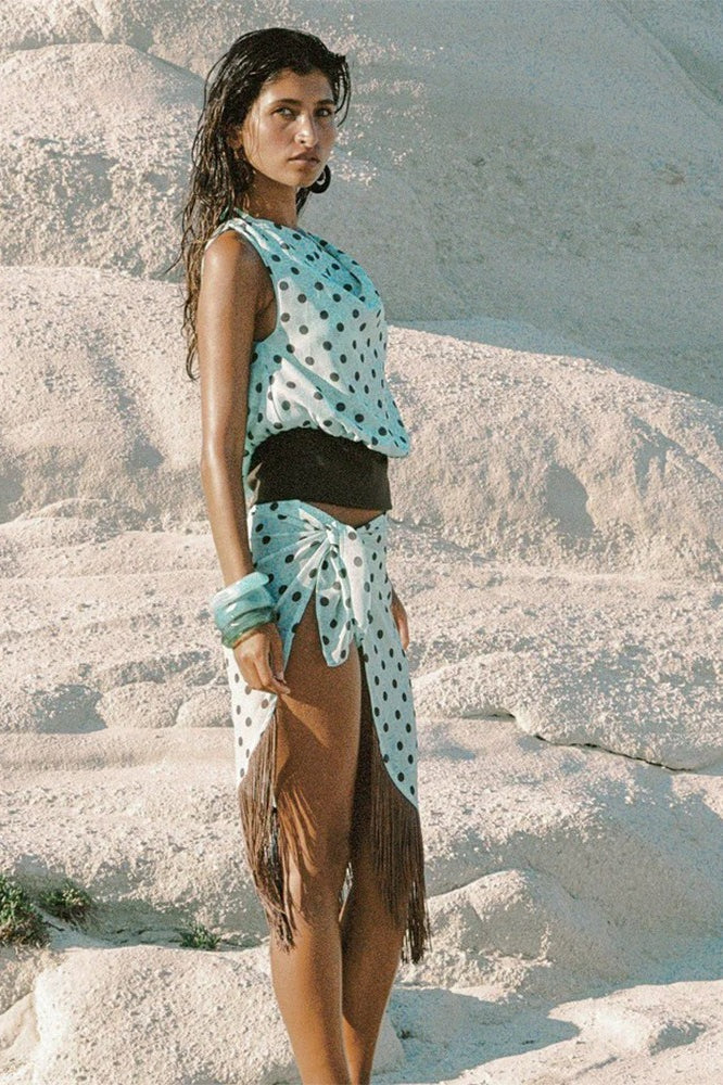 Polka-Punkt Ein-Schulter Zweiteiler Set