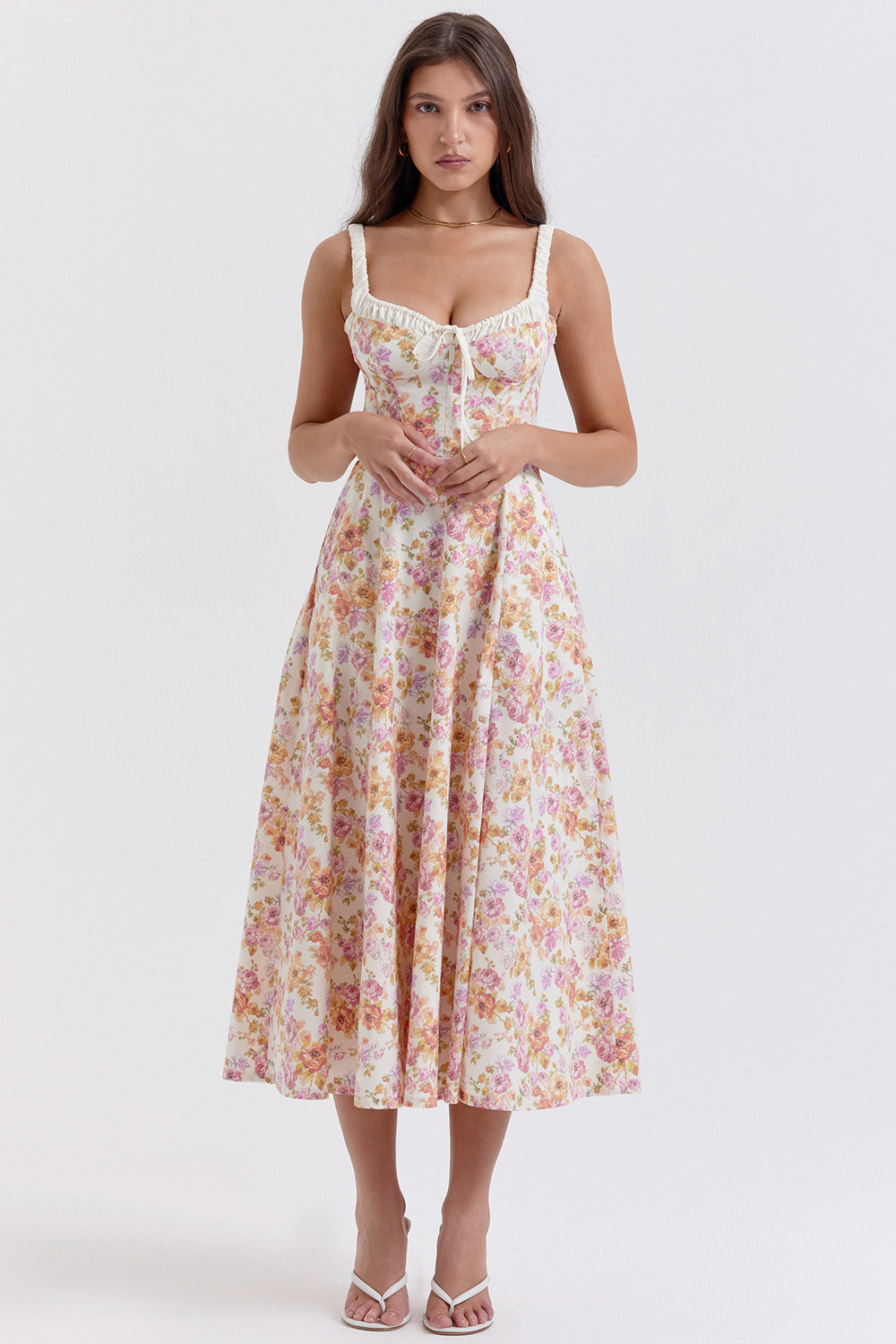 Cami-Schlitz Taillenbetontes Blumenkleid