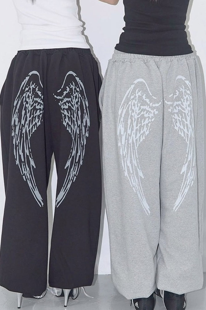 Vintage Hip-hop Letter Wing Casual Pants