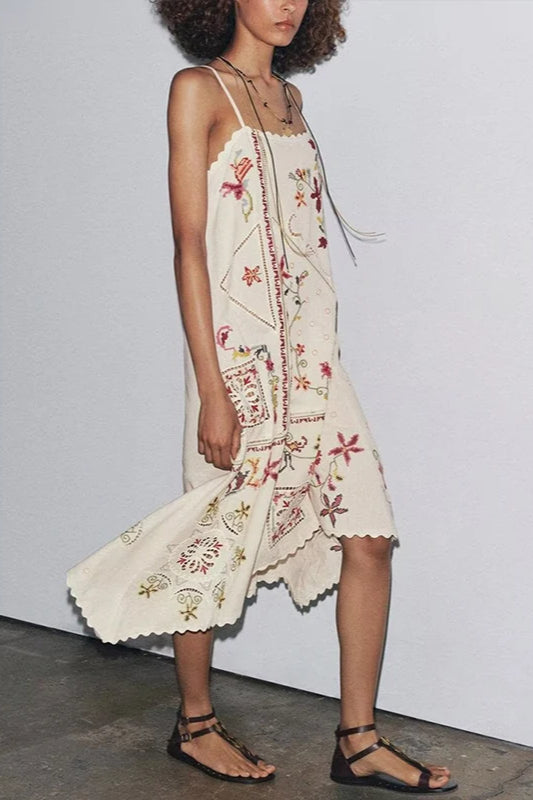sachin and babi light blue dress Floral Embroidered Asymmetric Boho Dress