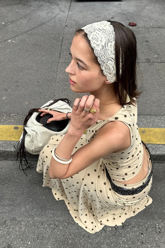 Maxi-Zweiteiler mit Polka-Dot-Muster und gerafftem Stoff