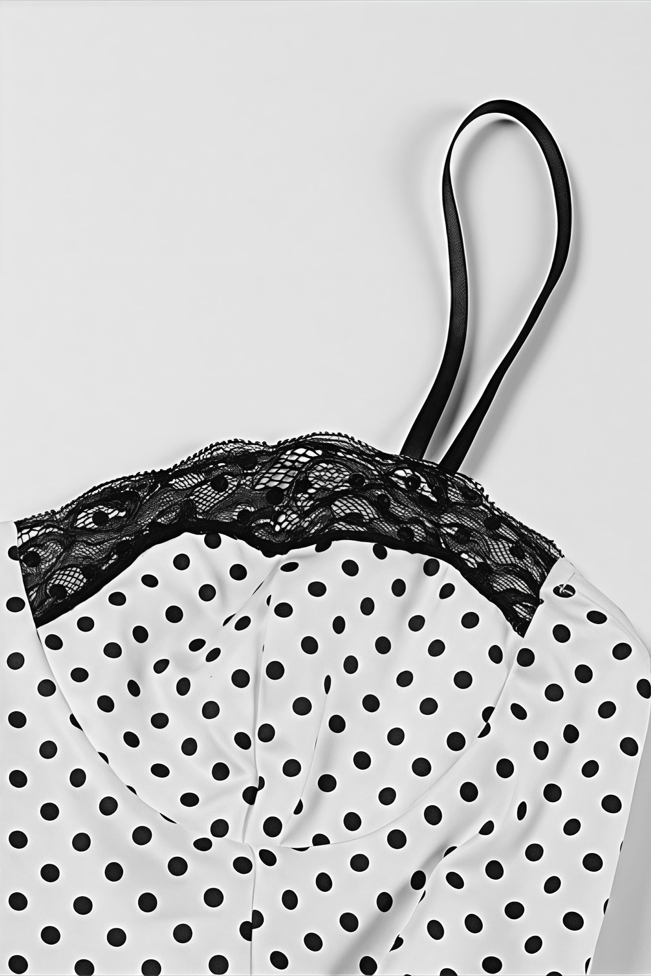 Maxi šaty s krajkou, puntíky a tenkými ramínky