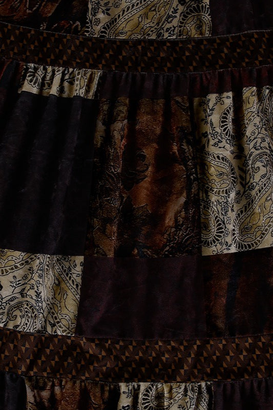 Gonna a trapezio in velluto stampato