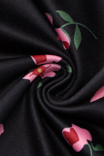 Lace Up Ruffle Mesh Floral Dress