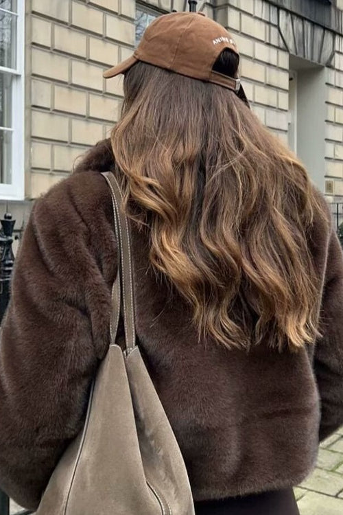 Weiche Plüschjacke mit langen Ärmeln