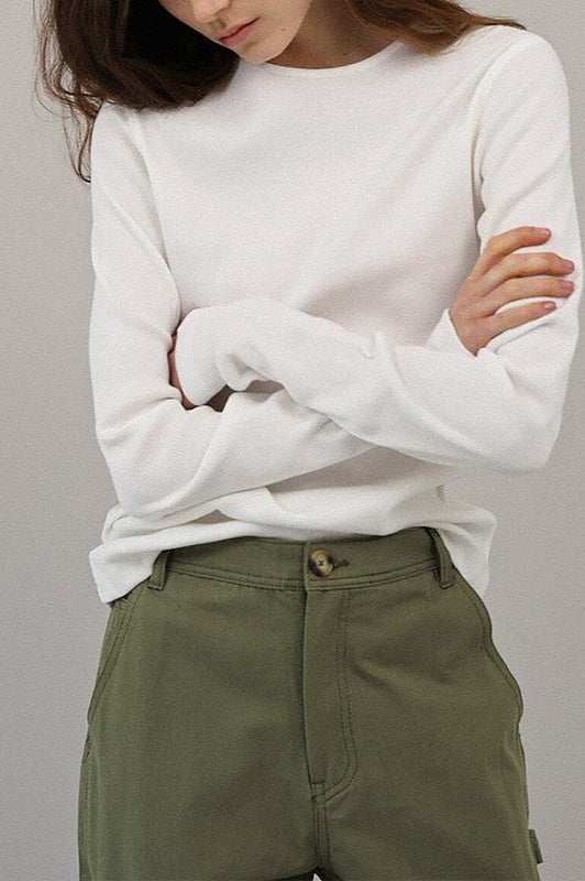 Klassisches Rundhals-Strickoberteil