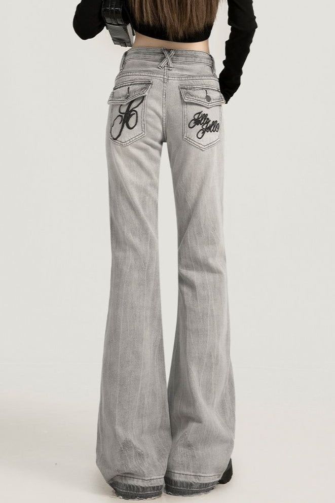 Smoky Gray Slim Bootcut Versatile Jeans