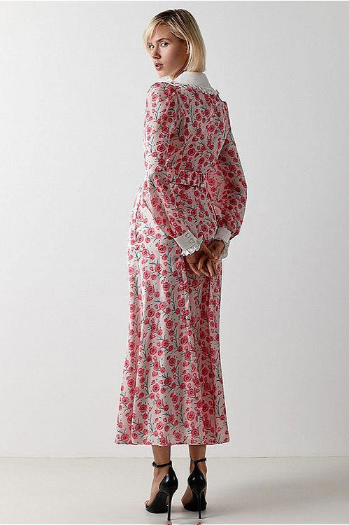 Kragen Tailliert Modisches Blumenkleid