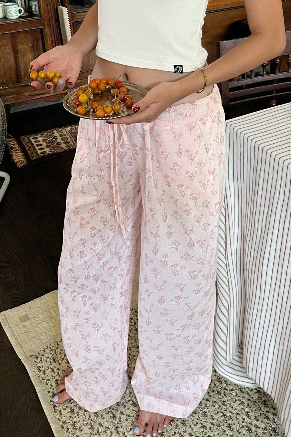 Vintage Floral Wide-Leg Pants