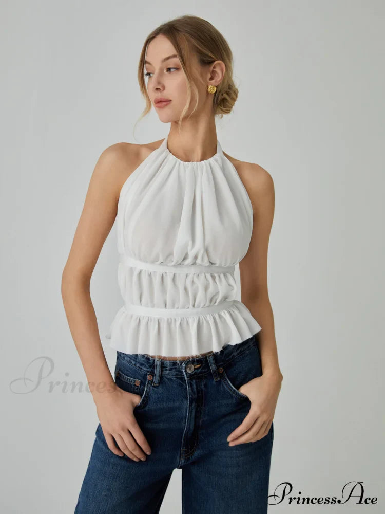 Canotta elegante senza schienale con collo ad anello