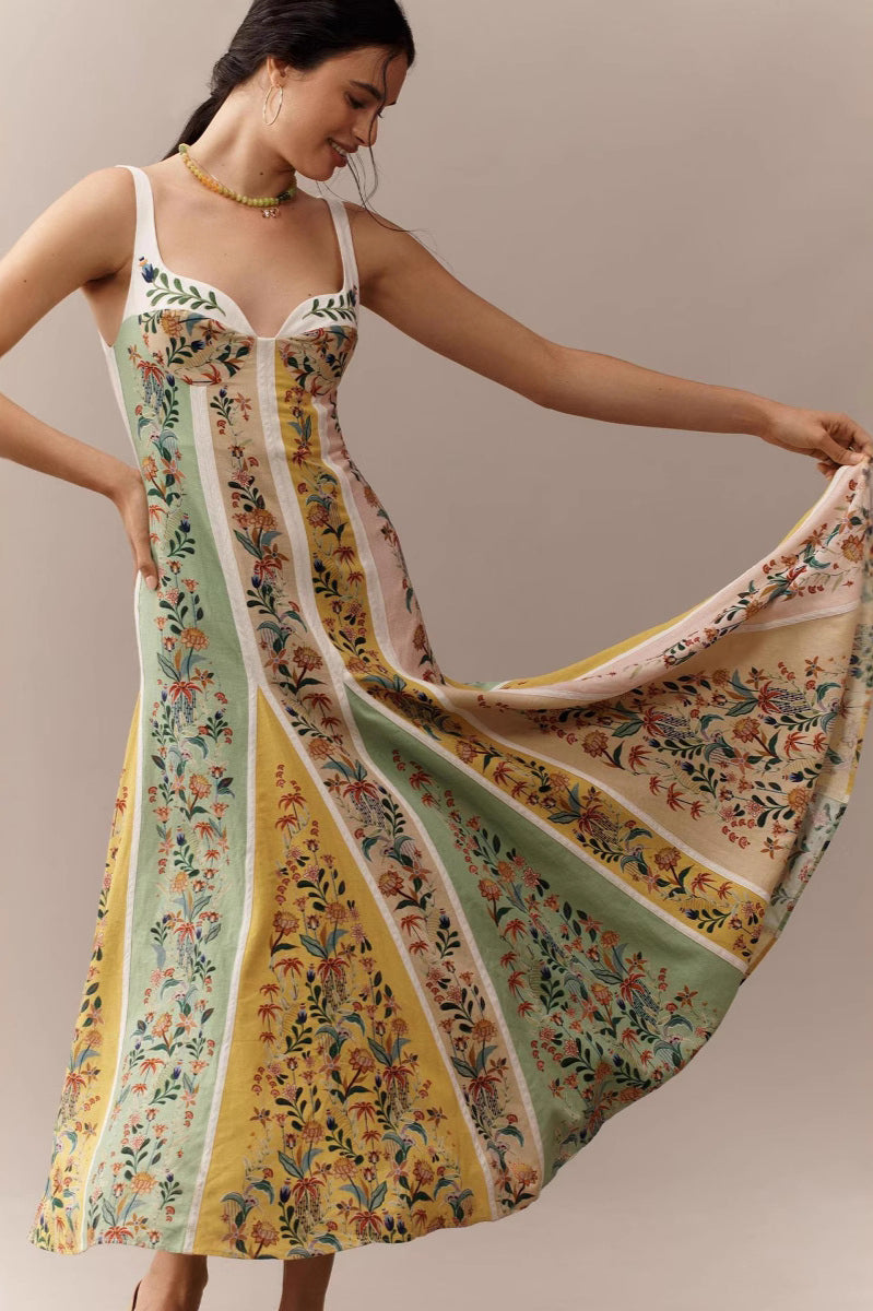 Halter Blumenmuster Boho Kleid