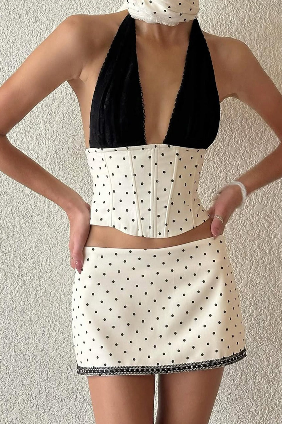 Punkte-Spitzen-Halfter zweiteiliges Set