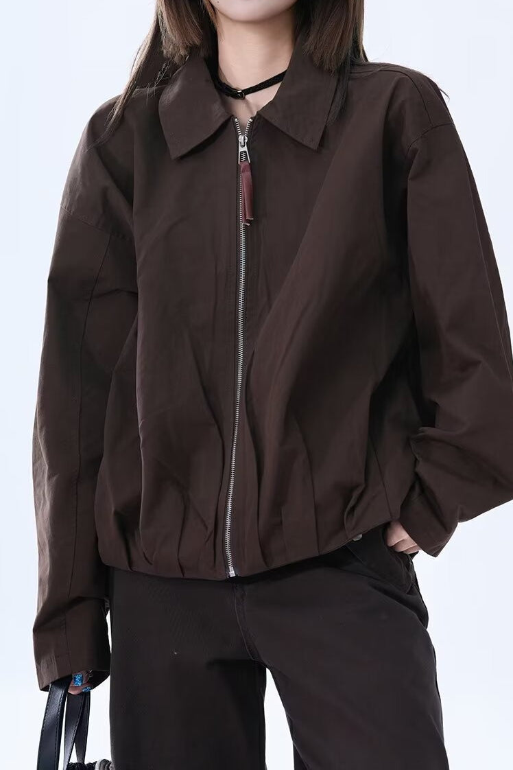 Brown Faux Leather Relaxed Jacket