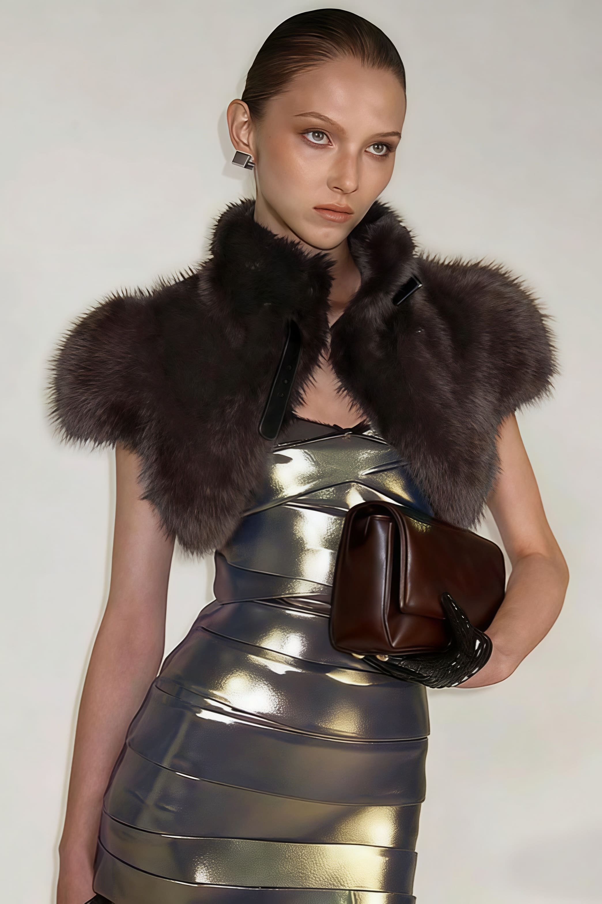 Solide Sexy Flauschige Kurz geschnittene Weste mit Knoten vorne