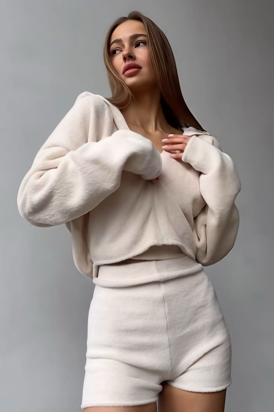 Conjunto de tres piezas: chaleco de punto sólido y suave